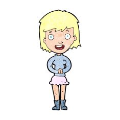 cartoon excited woman N178