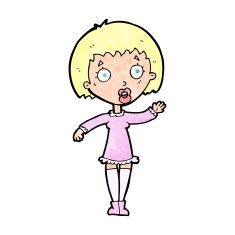 cartoon waving woman N181
