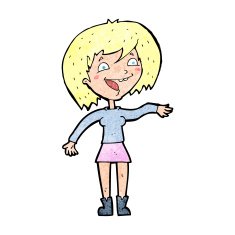 cartoon waving woman N182