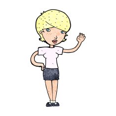 Cartoon Woman Waving N441