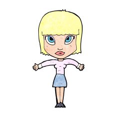 cartoon woman shrugging N78