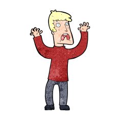 cartoon frightened man N142