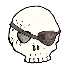 cartoon skull with eye patch N11