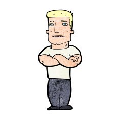 cartoon tough guy with folded arms N13