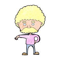 cartoon man with mustache making camp gesture N13
