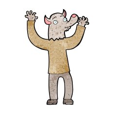 cartoon happy werewolf man N10