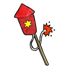 cartoon firework with burning fuse N13