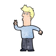 cartoon man signaling with hand N13