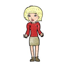 cartoon woman shrugging shoulders N629