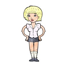 cartoon woman with hands on hips N295