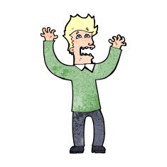 cartoon terrified man N365