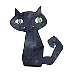 cartoon black cat N93