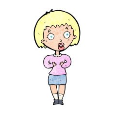 cartoon woman making Who Me? gesture N63