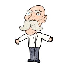 cartoon angry old man N197