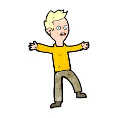 cartoon startled boy N45