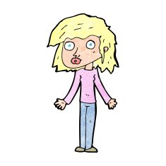 cartoon girl shrugging shoulders N37