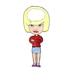 cartoon woman with folded arms imagining N14