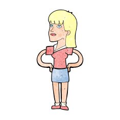 cartoon woman with hands on hips N297