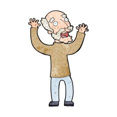 cartoon terrified old man N25
