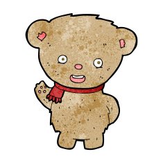 cartoon teddy bear waving N23
