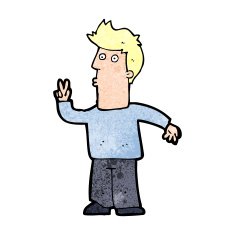 Cartoon Man Giving Peace Sign N73