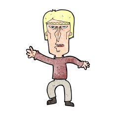 cartoon angry man waving warning N14