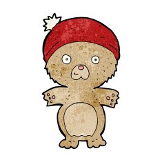 cartoon cute teddy bear in hat N17