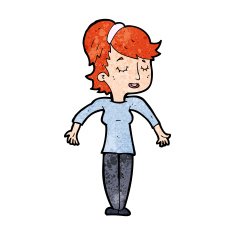 cartoon friendly woman shrugging shoulders N13