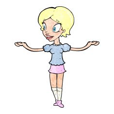 cartoon woman with arms spread wide N14