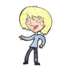 cartoon woman laughing and pointing N13