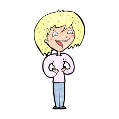 cartoon excited woman N180