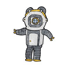 cartoon deep sea diver N39
