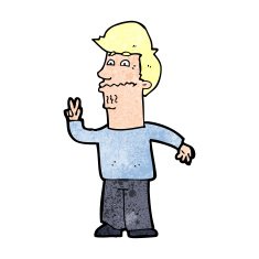 Cartoon Man Giving Peace Sign N74