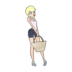 cartoon attractive woman shopping N14