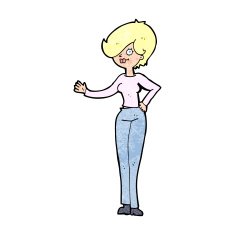 Cartoon Woman Waving N443