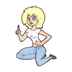 cartoon sitting woman with idea N13