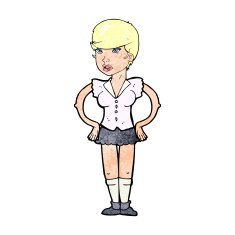 cartoon woman with hands on hips N298