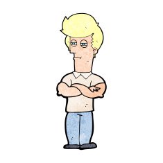 cartoon man with folded arms N42