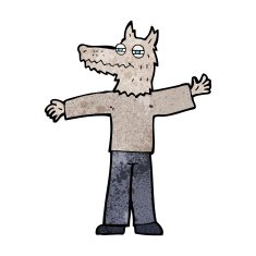 cartoon happy wolf man N20