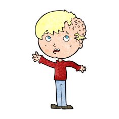 cartoon boy with growth on head N50