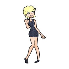 cartoon woman in cocktail dress N27