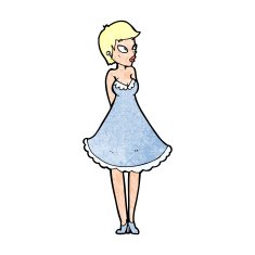 cartoon pretty woman in dress N65