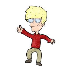 cartoon waving cool guy N11