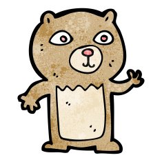 cartoon waving teddy bear N53