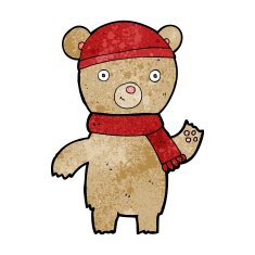 cartoon waving teddy bear N54