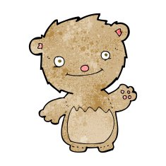 cartoon waving teddy bear N55