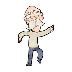 cartoon sad old man pointing N14