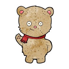 cartoon waving teddy bear N57