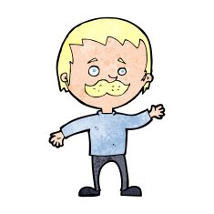 cartoon man with mustache waving N39