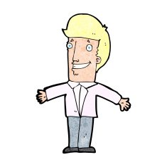 cartoon grining man with open arms N14